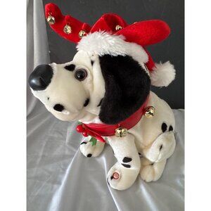 Dalmatian Christmas Plush Santa Hat & Bells Animated Singing Toy Gemmy VIDEO